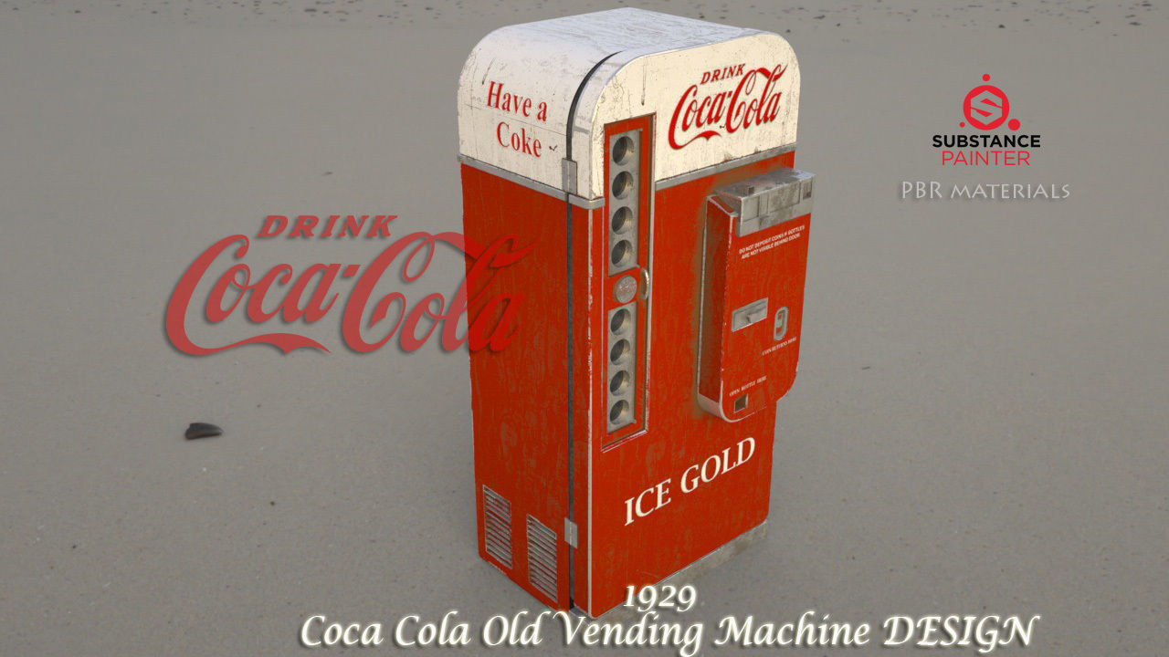 Coca Cola  Old Big   Vending Machine  design Low-poly 3D model_4