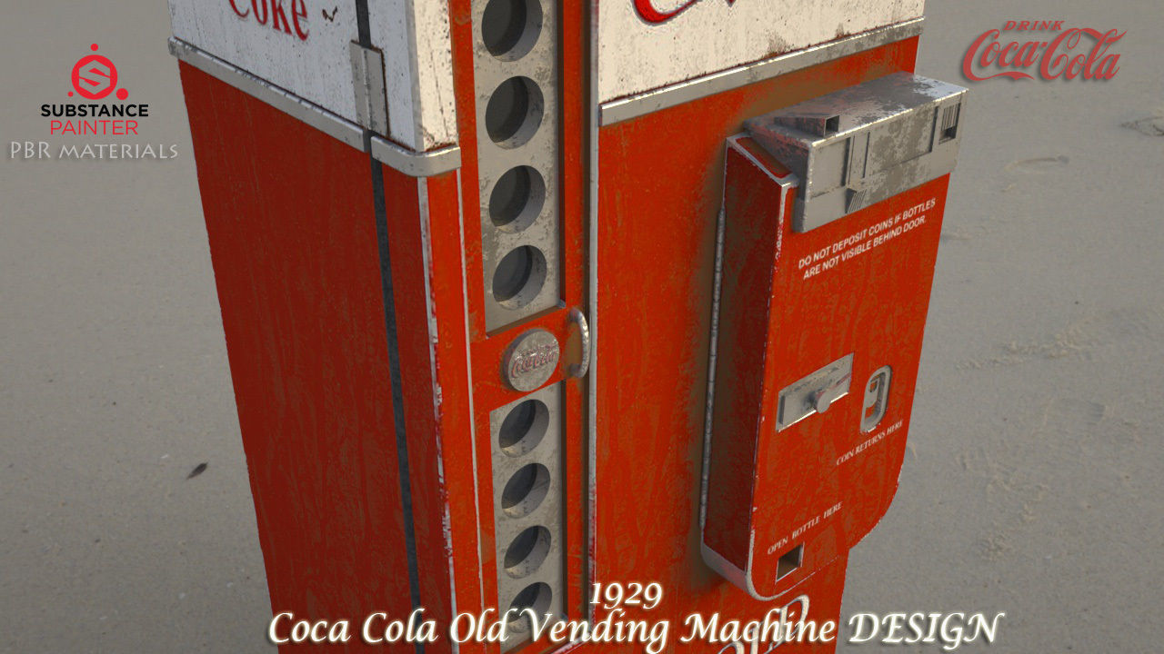 Coca Cola  Old Big   Vending Machine  design Low-poly 3D model_6