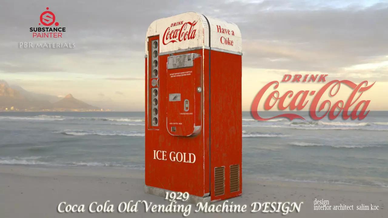Coca Cola  Old Big   Vending Machine  design Low-poly 3D model_0