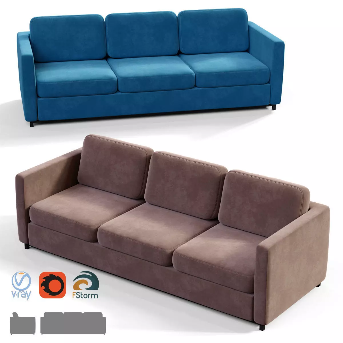 Stylish Seat three 3D model_0