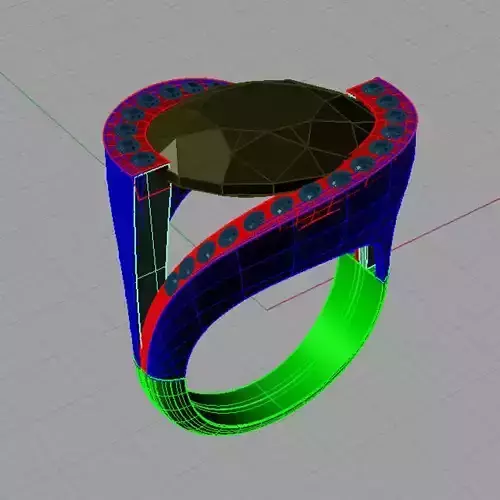 Oval Gem Woman Diamond Gold Ring 3D print model