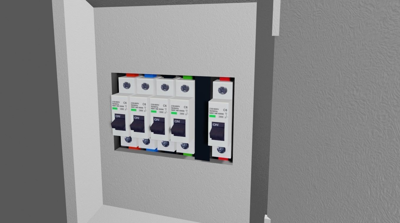 Circuit Breaker Box - Fuse - Electricity - Caixa de Disjuntores Low-poly 3D model_9