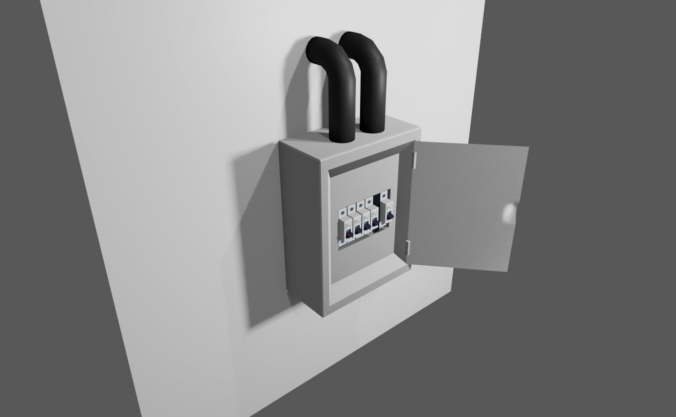 Circuit Breaker Box - Fuse - Electricity - Caixa de Disjuntores Low-poly 3D model_10