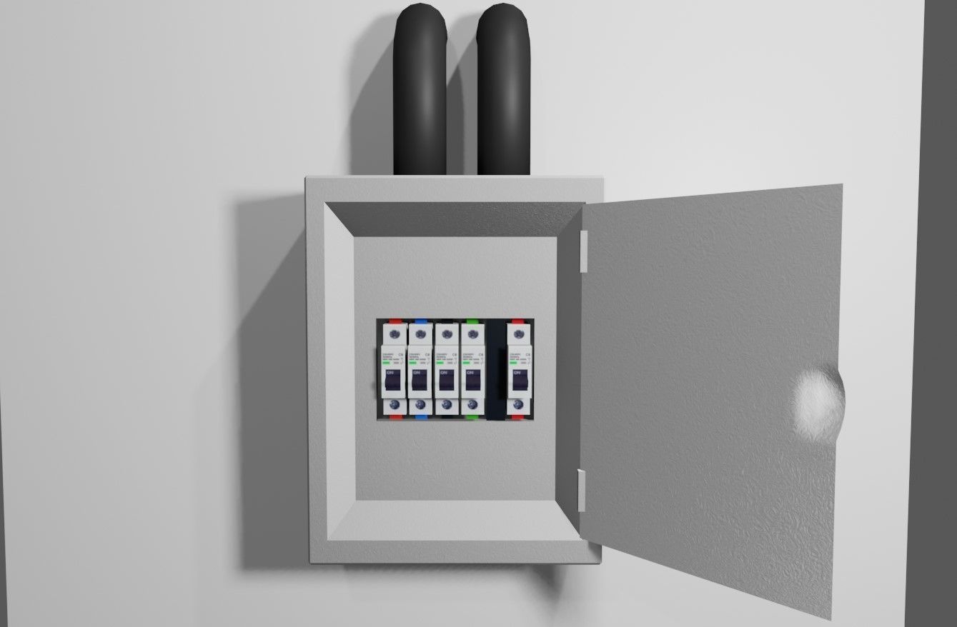 Circuit Breaker Box - Fuse - Electricity - Caixa de Disjuntores Low-poly 3D model_1