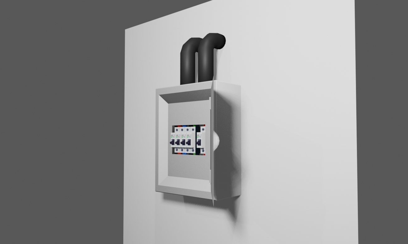 Circuit Breaker Box - Fuse - Electricity - Caixa de Disjuntores Low-poly 3D model_7