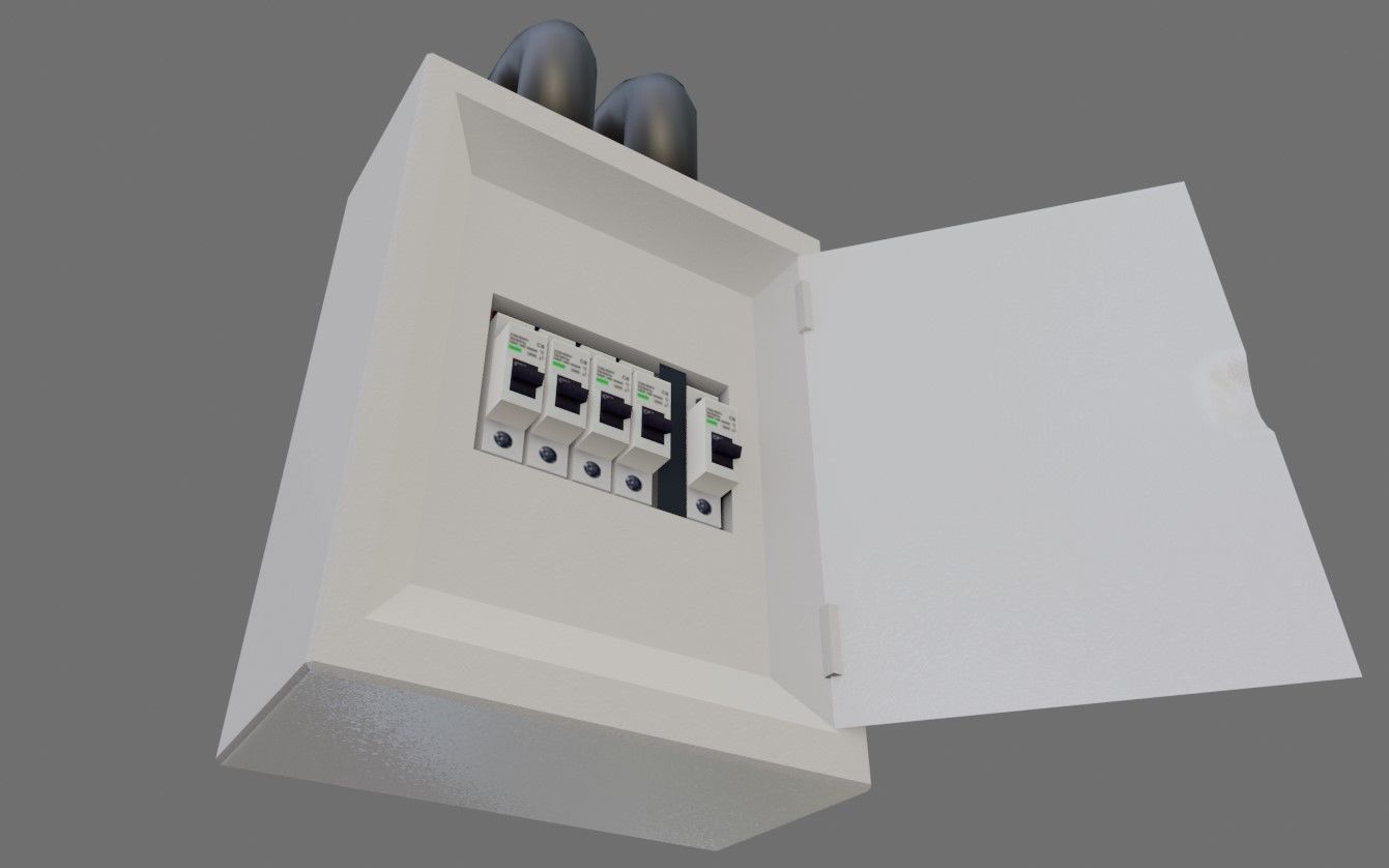Circuit Breaker Box - Fuse - Electricity - Caixa de Disjuntores Low-poly 3D model_8