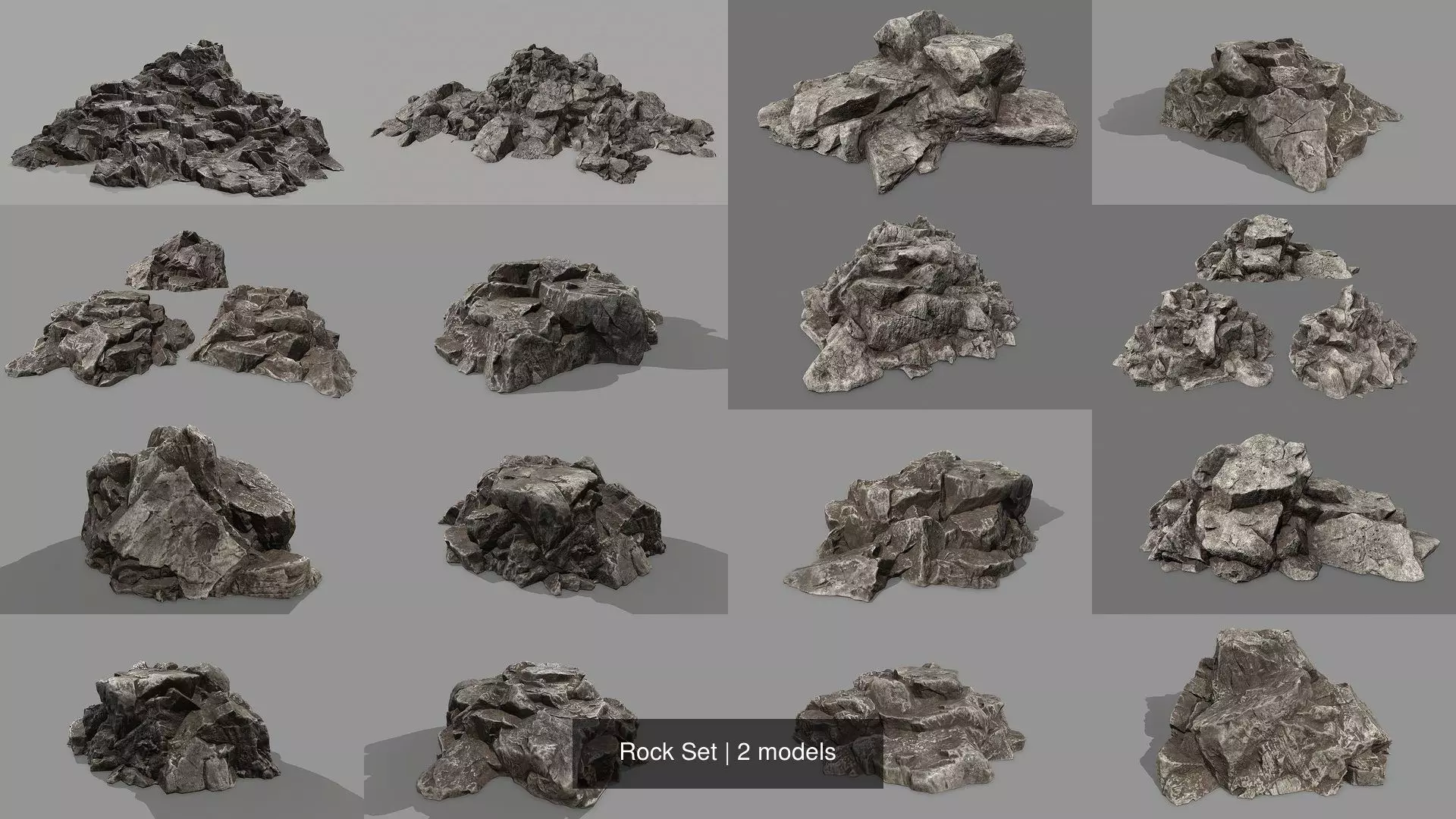 Rock Set pile of rocks 3D Model Collection_0