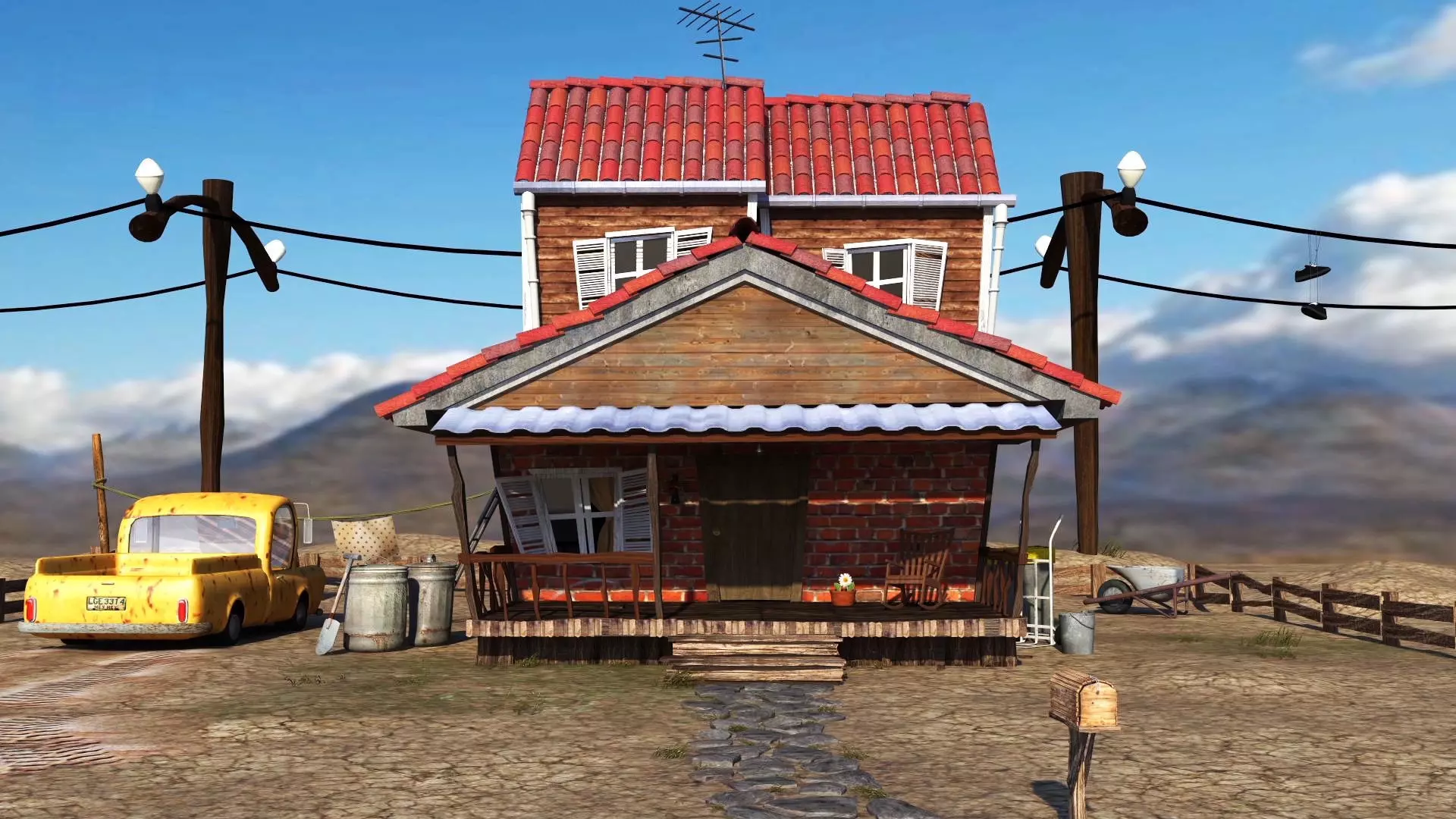 3D Cartoon house environment 3D model_0