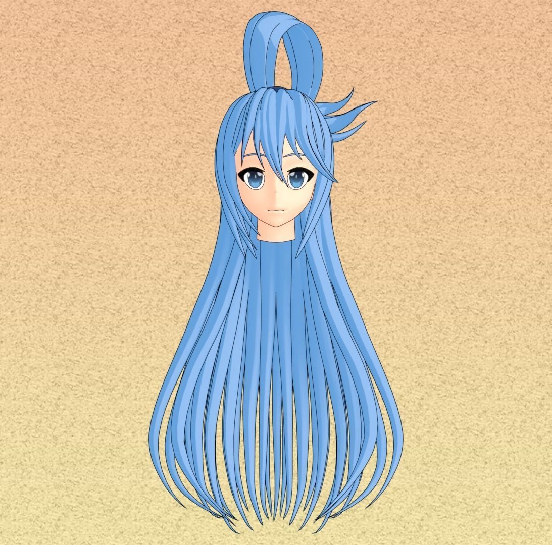 Aqua Hairstyle bust 3D model_1