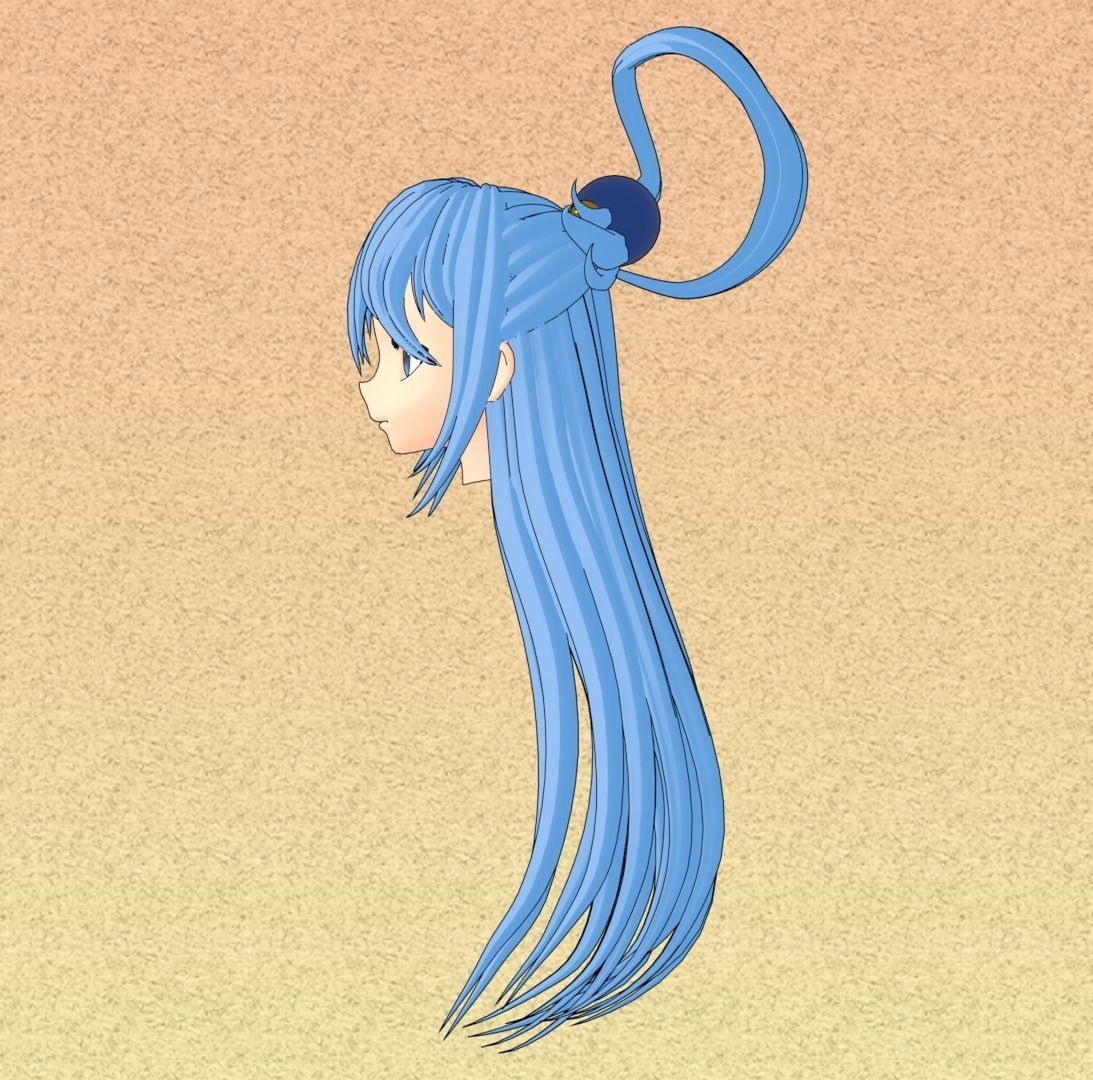 Aqua Hairstyle bust 3D model_3