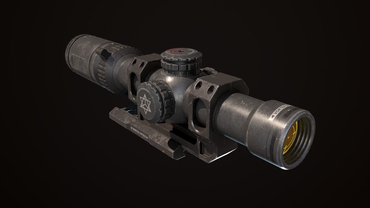 Sight PBR game ready Low-poly 3D model rifle scope Low-poly 3D model_4