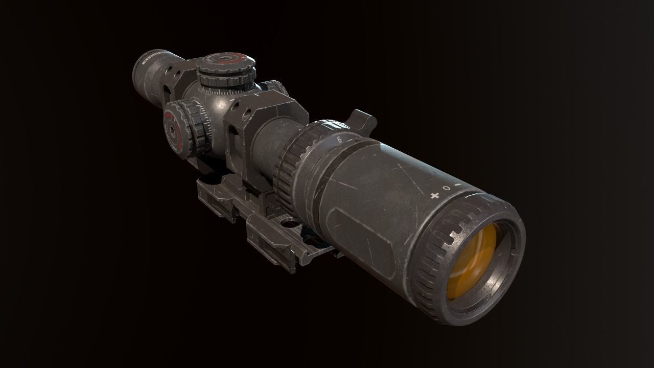 Sight PBR game ready Low-poly 3D model rifle scope Low-poly 3D model_2