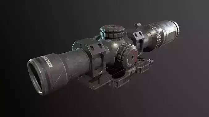 Sight PBR game ready Low-poly 3D model rifle scope