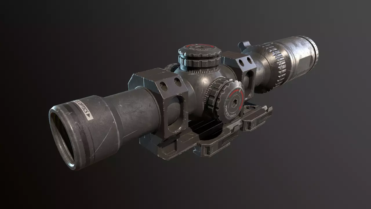 Sight PBR game ready Low-poly 3D model rifle scope Low-poly 3D model_0