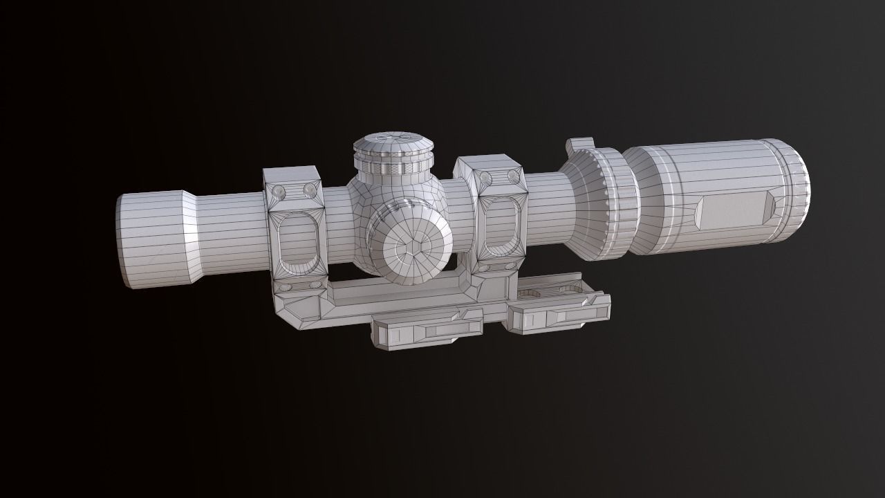 Sight PBR game ready Low-poly 3D model rifle scope Low-poly 3D model_5