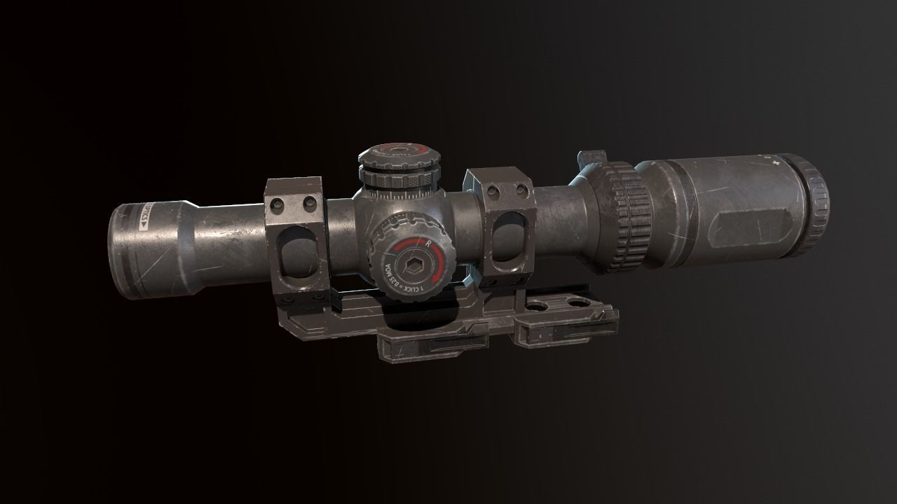 Sight PBR game ready Low-poly 3D model rifle scope Low-poly 3D model_1