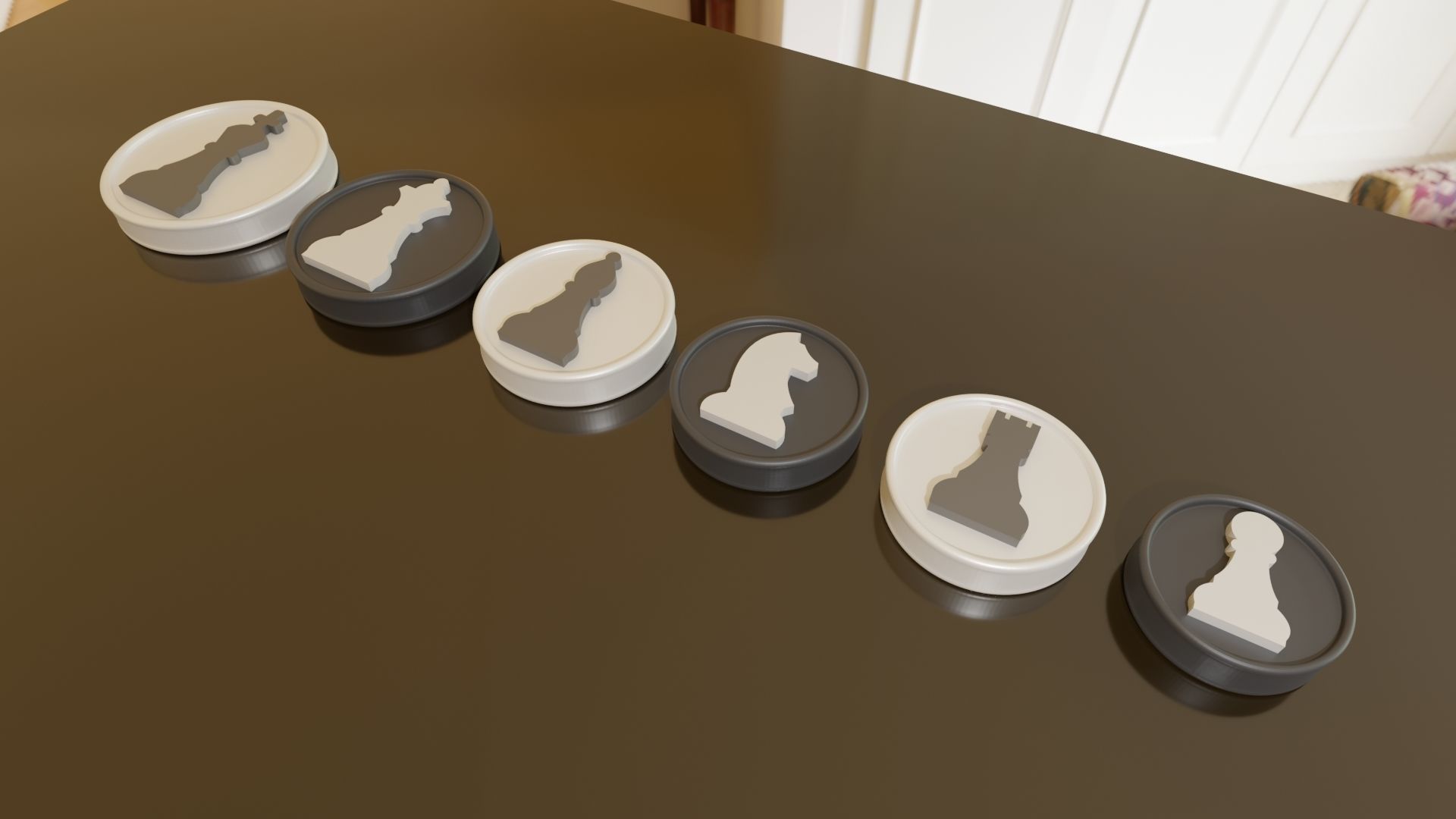 3D printable 2D Flat Chess and Checker Pieces 3D print model_2