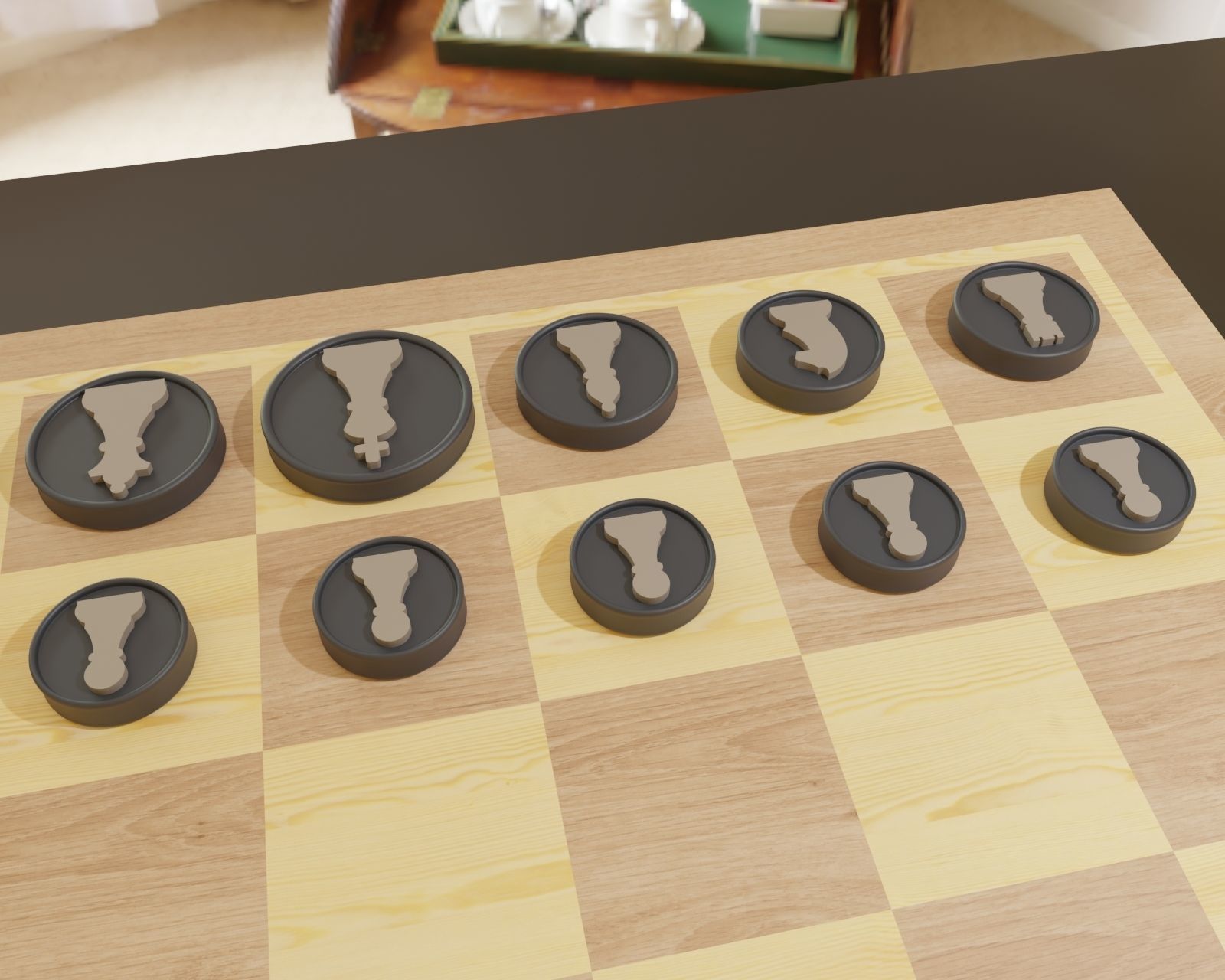 3D printable 2D Flat Chess and Checker Pieces 3D print model_5