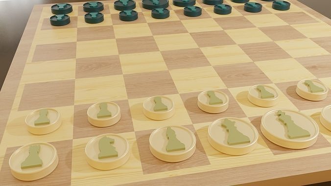 3D printable 2D Flat Chess and Checker Pieces 3D print model