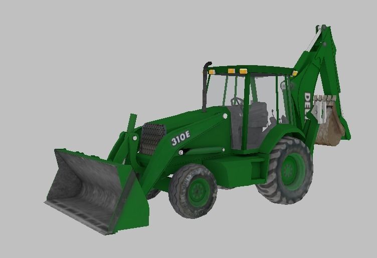 Farm Tractor Deere 310E 3D lowpoly model Low-poly 3D model_2