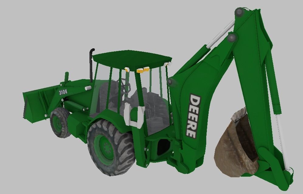 Farm Tractor Deere 310E 3D lowpoly model Low-poly 3D model_3