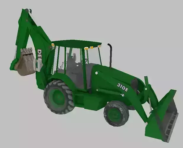 Farm Tractor Deere 310E 3D lowpoly model Low-poly 3D model