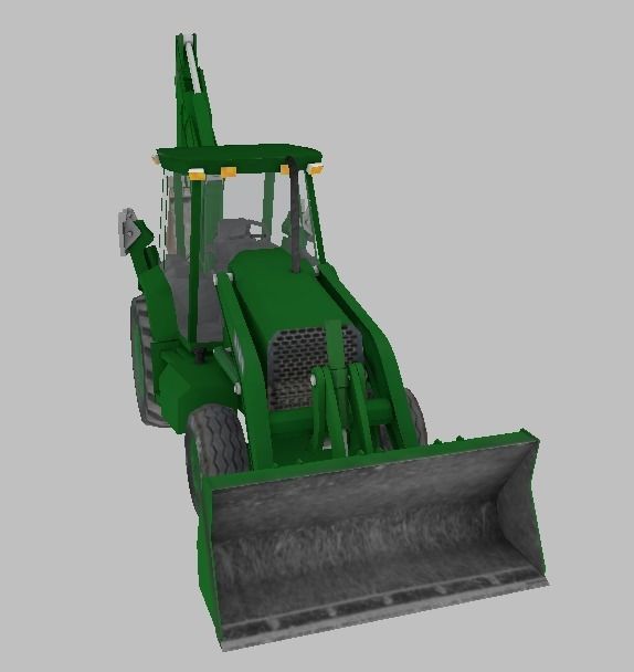 Farm Tractor Deere 310E 3D lowpoly model Low-poly 3D model_1