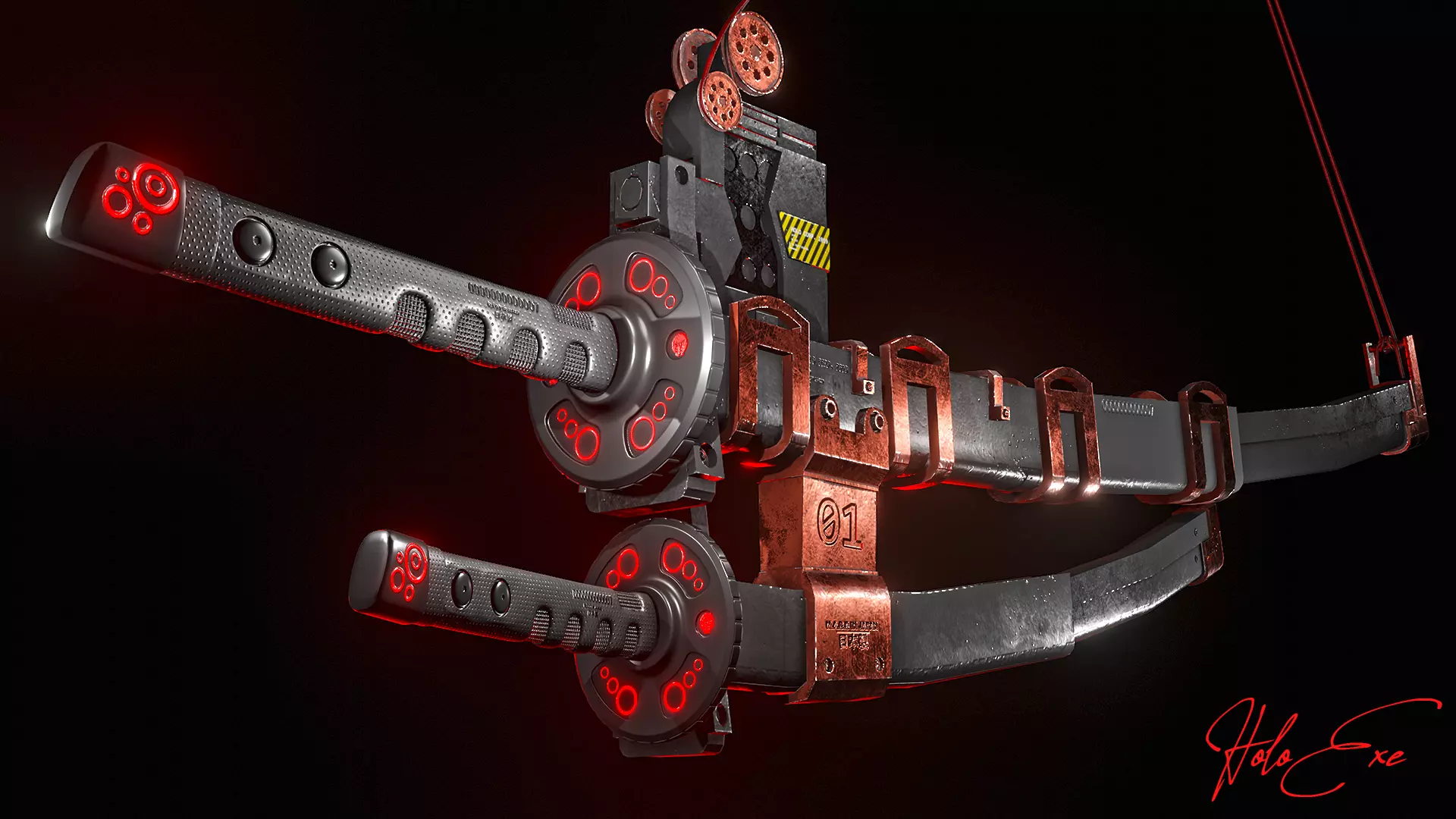 KAT225 samurai sword with lights 3D model_0