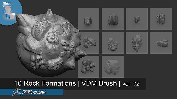 10 Arid Rock Formations 02 - Zbrush VDM Brush  3D model