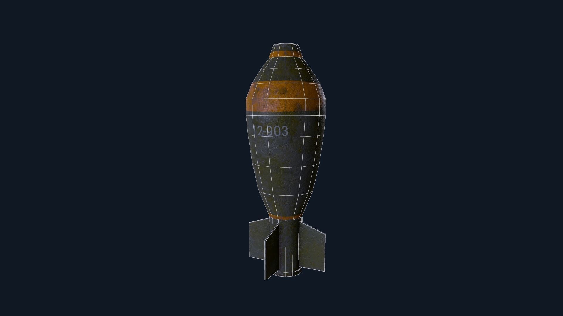 Torpedo old bomb Low-poly 3D model_8