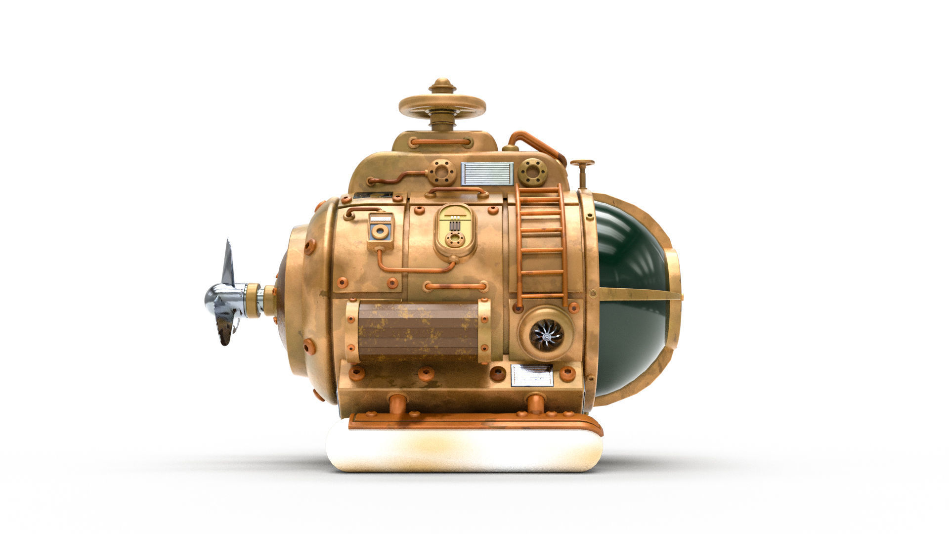 Steampunk Submarine 3D model_1