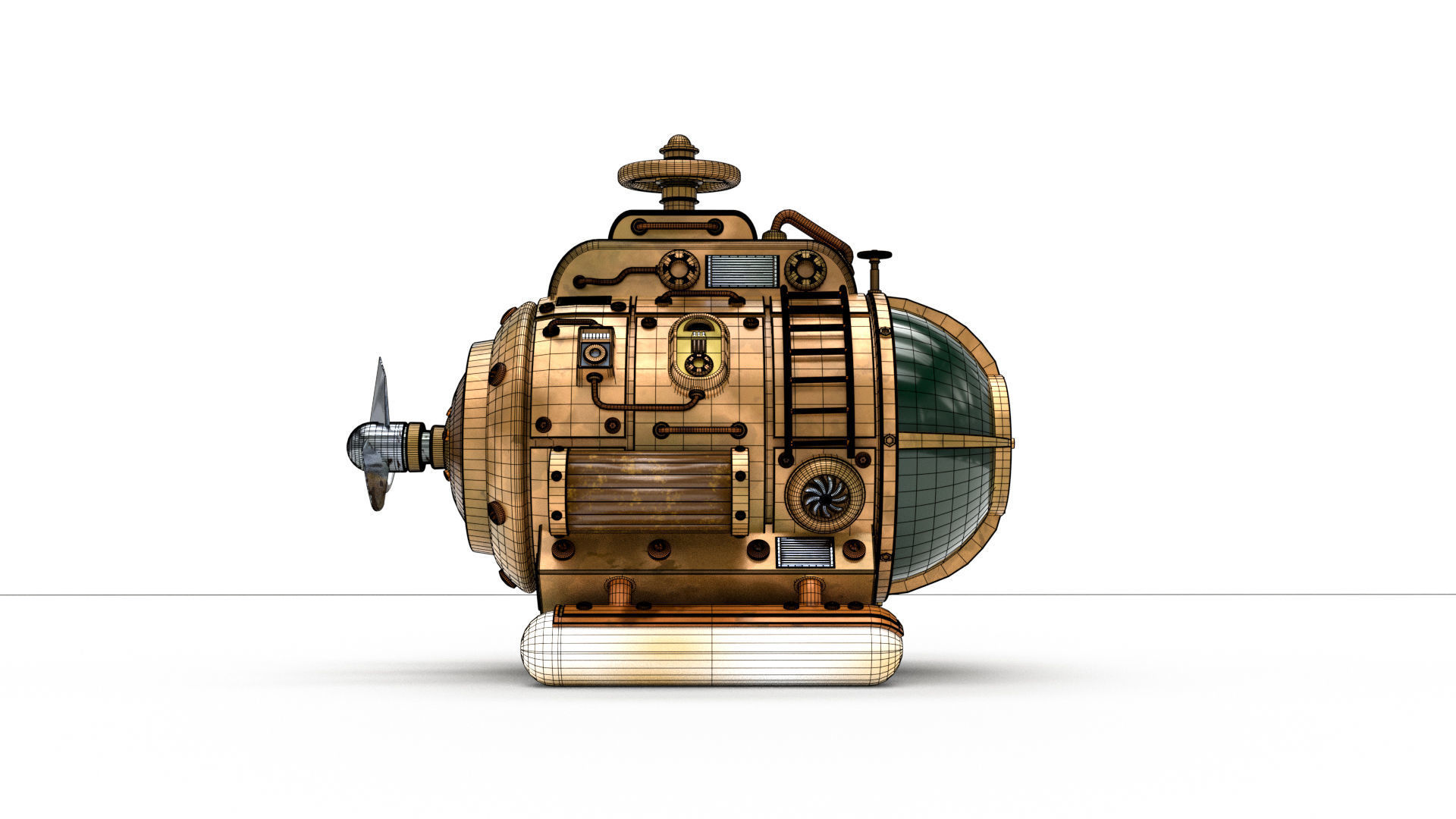 Steampunk Submarine 3D model_14