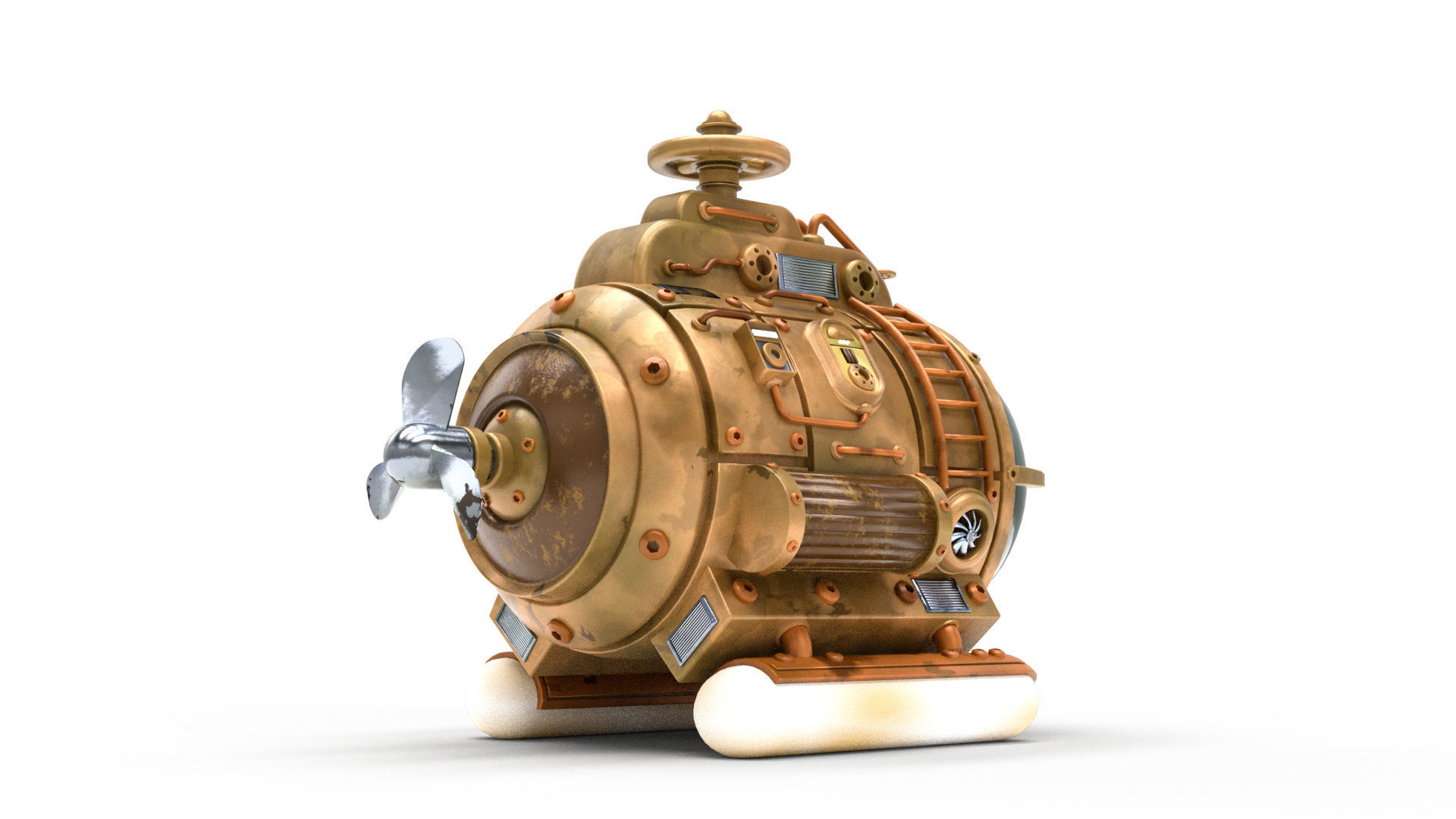 Steampunk Submarine 3D model_2