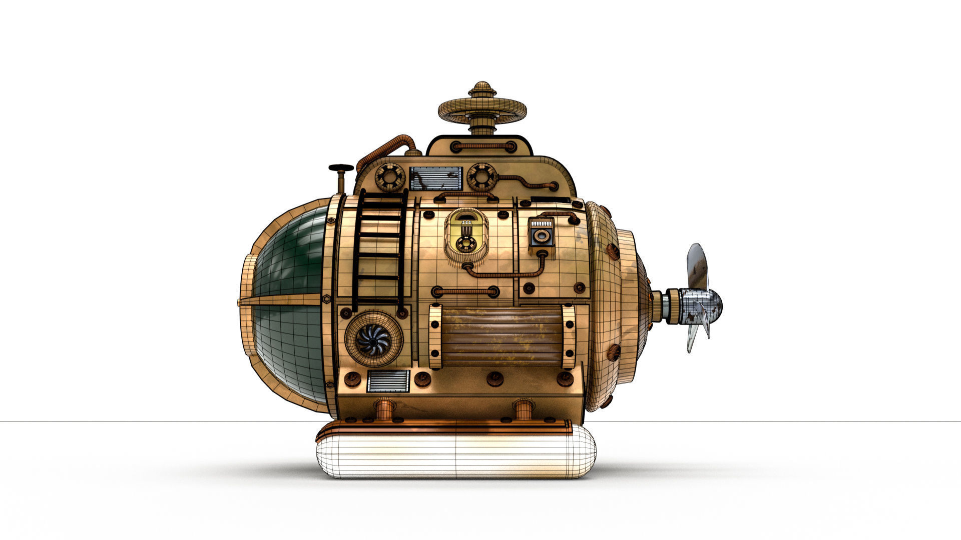 Steampunk Submarine 3D model_18