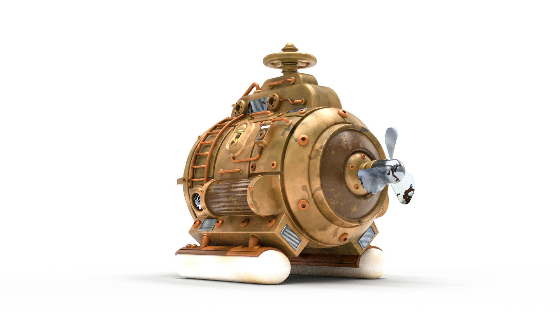 Steampunk Submarine 3D model_4