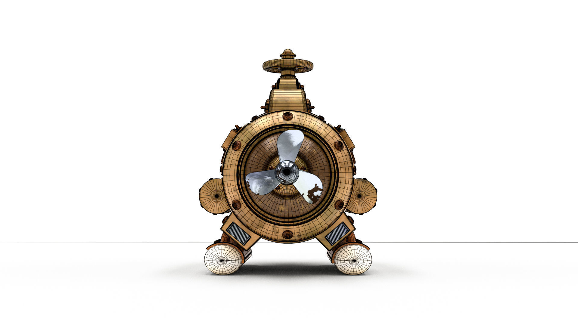 Steampunk Submarine 3D model_16