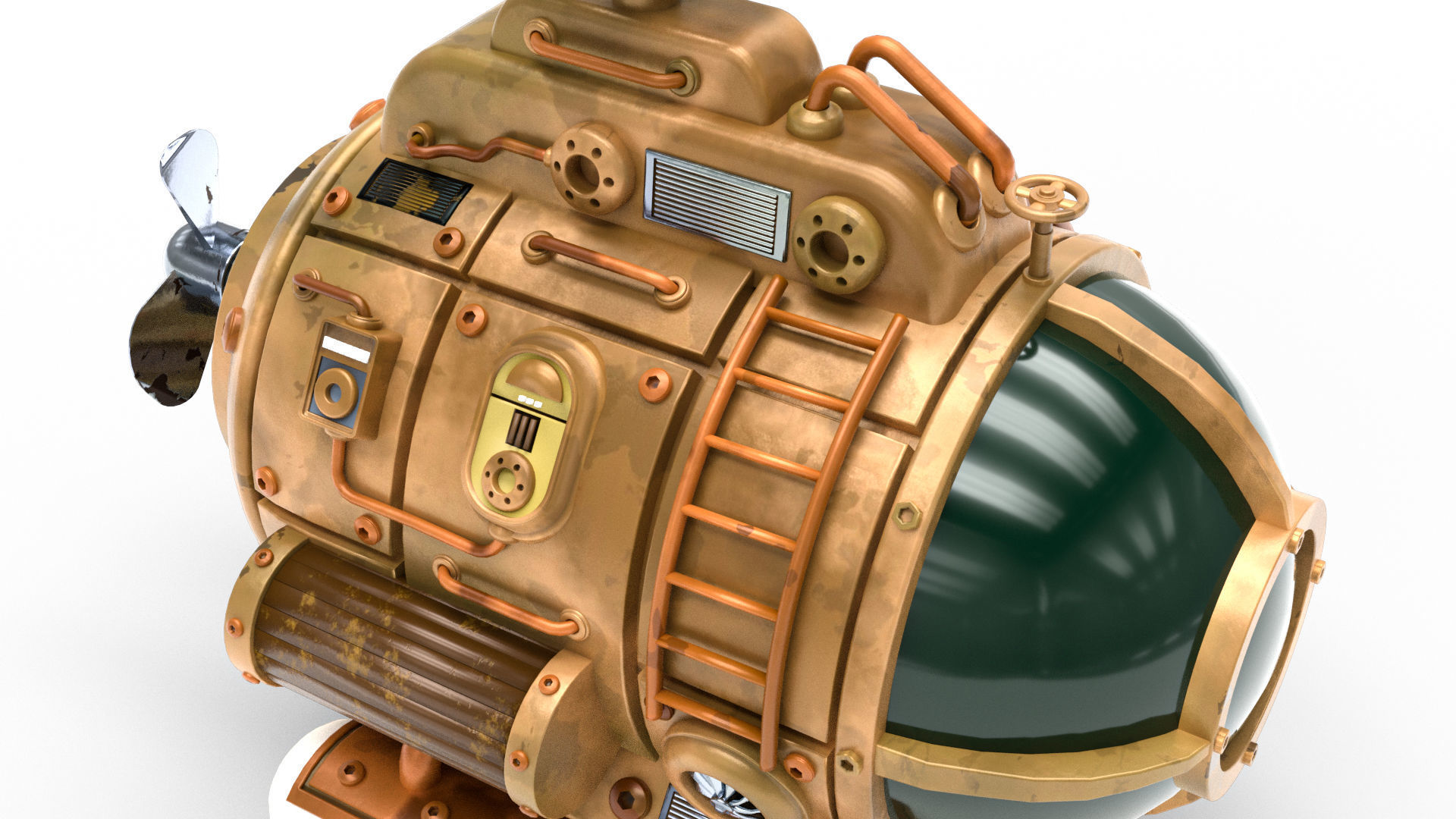 Steampunk Submarine 3D model_8