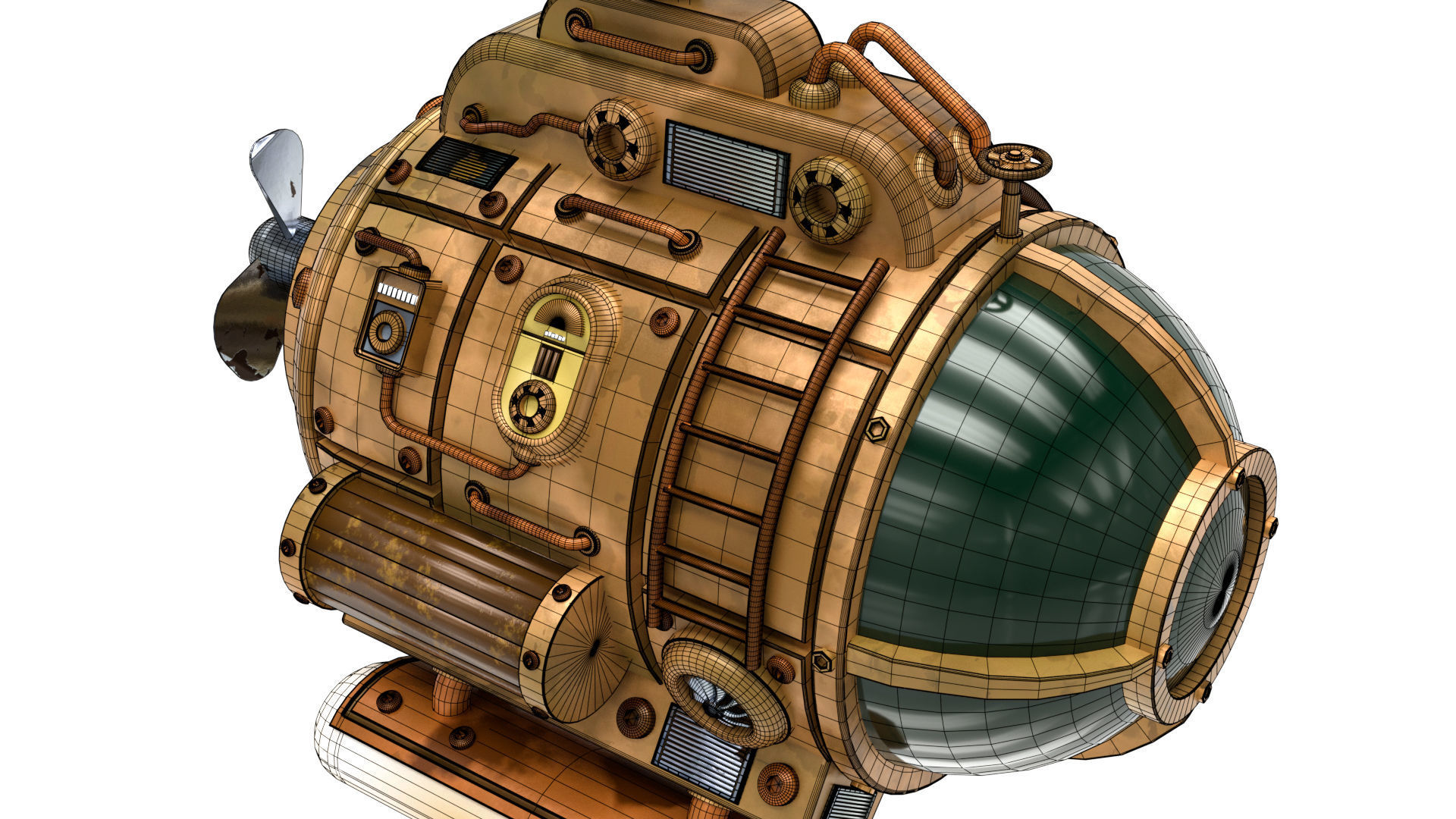 Steampunk Submarine 3D model_21