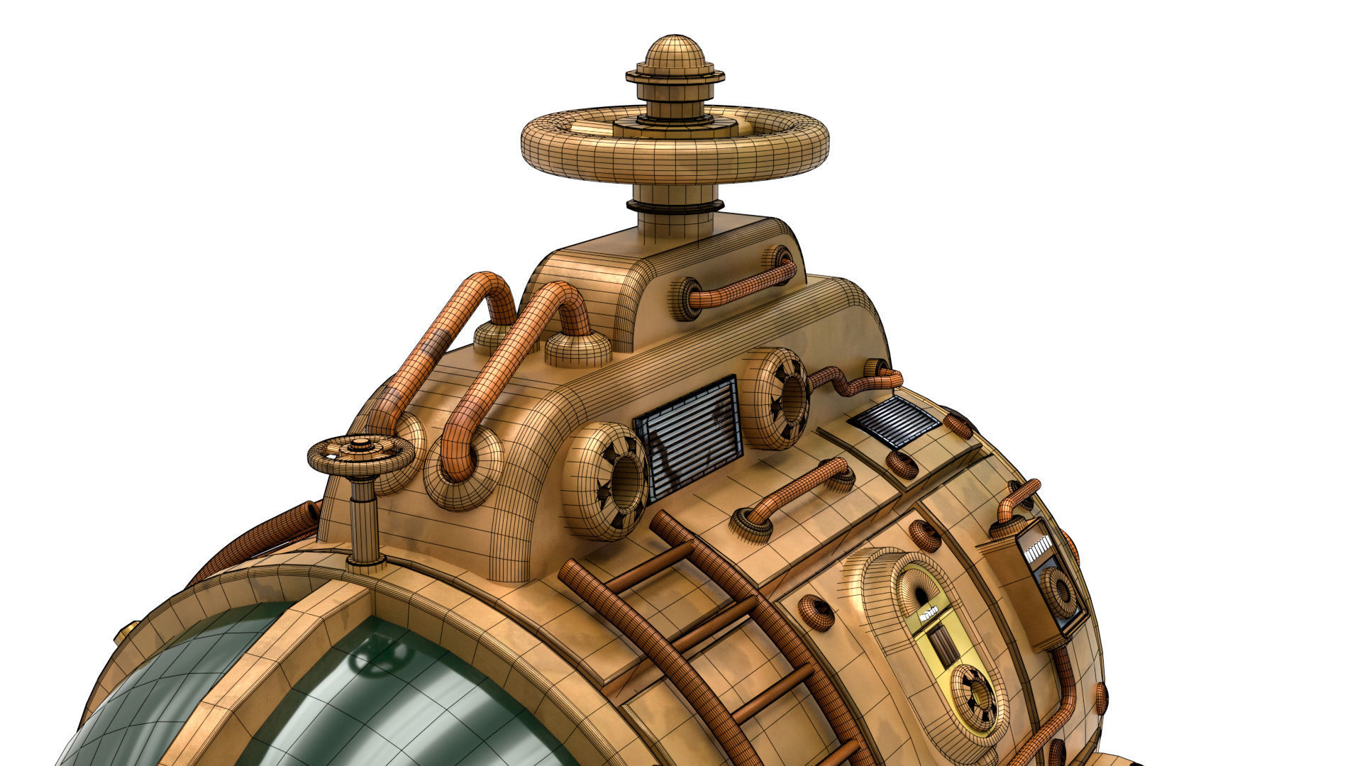 Steampunk Submarine 3D model_22