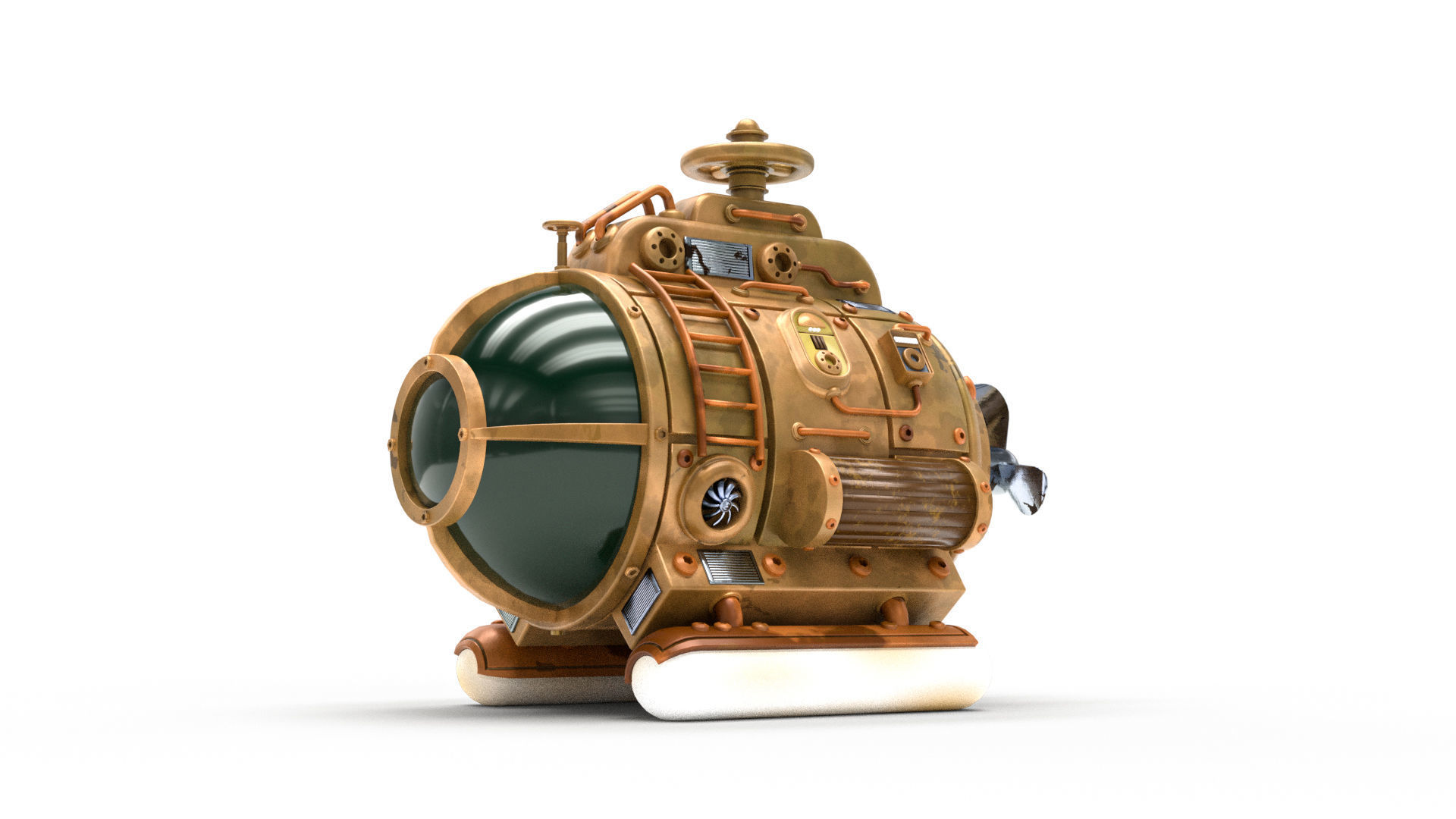 Steampunk Submarine 3D model_6