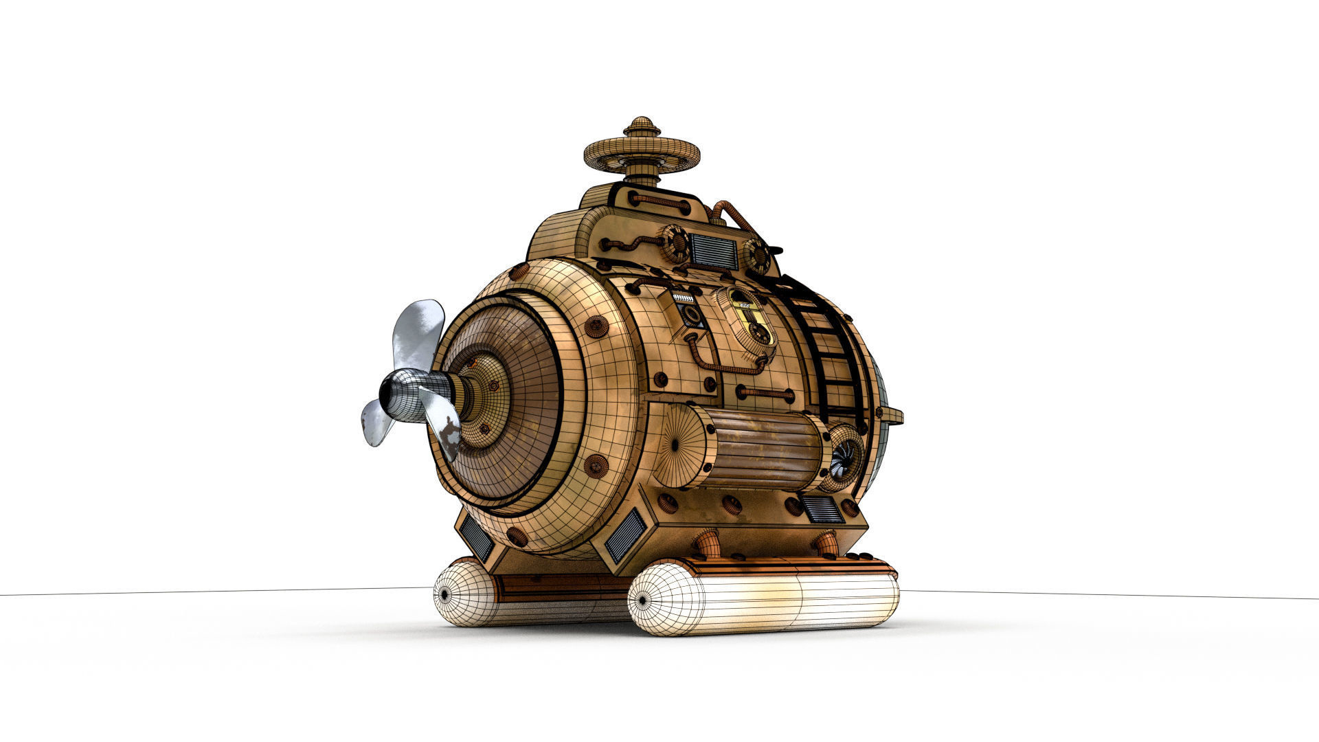 Steampunk Submarine 3D model_15