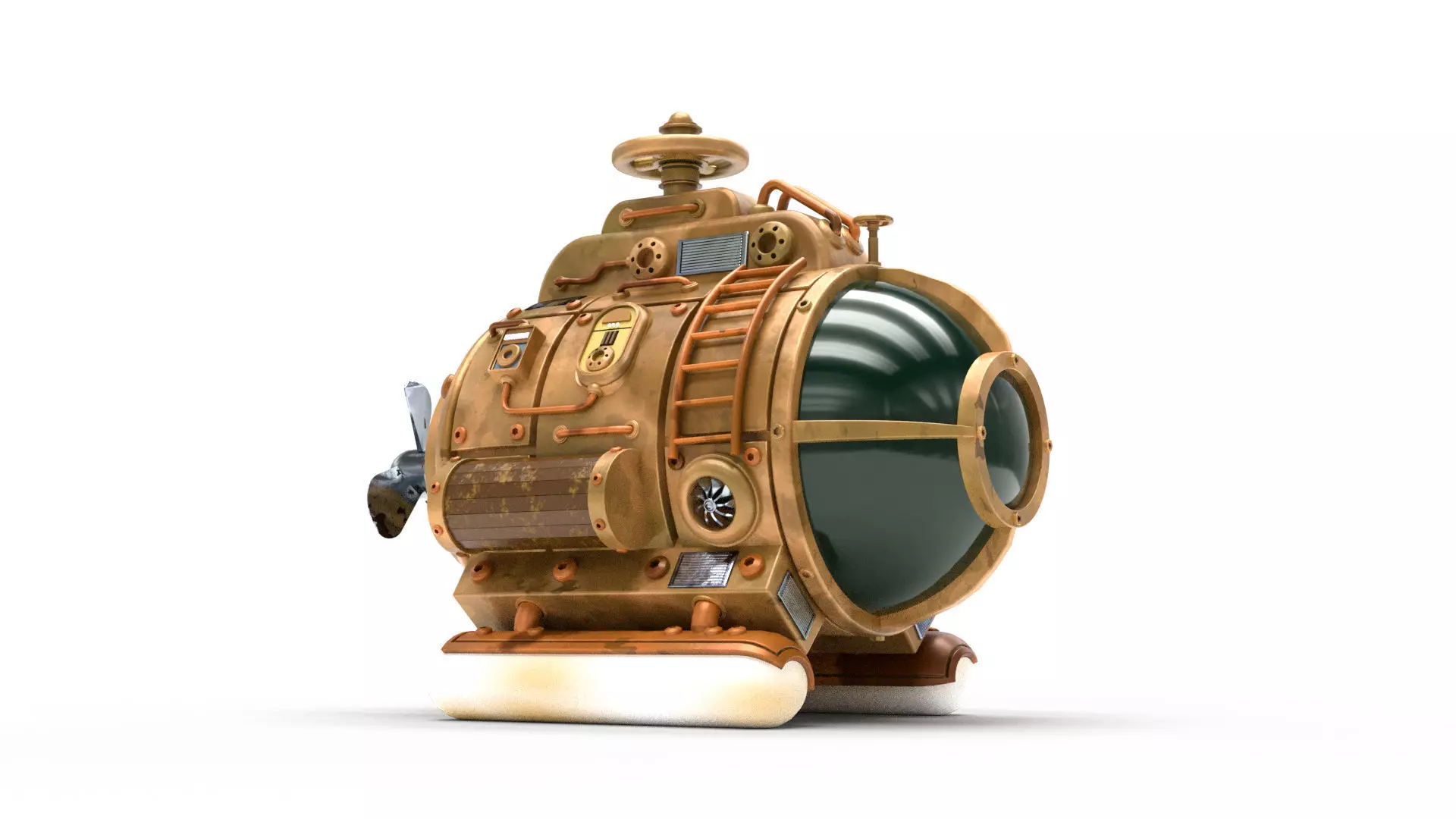 Steampunk Submarine 3D model_0