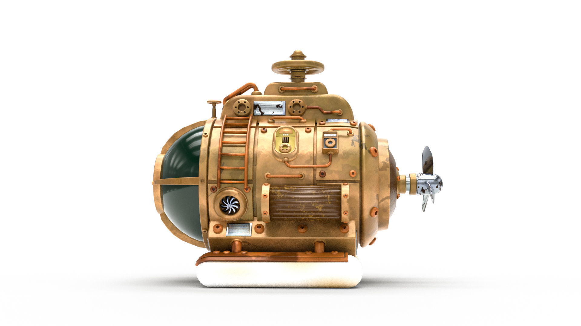 Steampunk Submarine 3D model_5