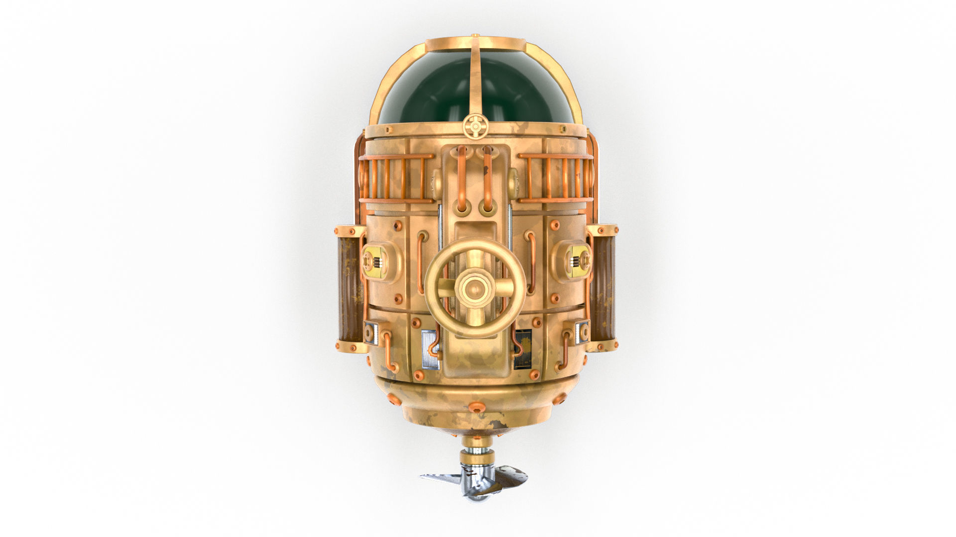 Steampunk Submarine 3D model_12