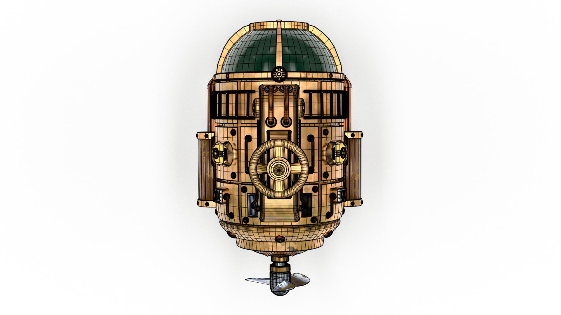 Steampunk Submarine 3D model_25