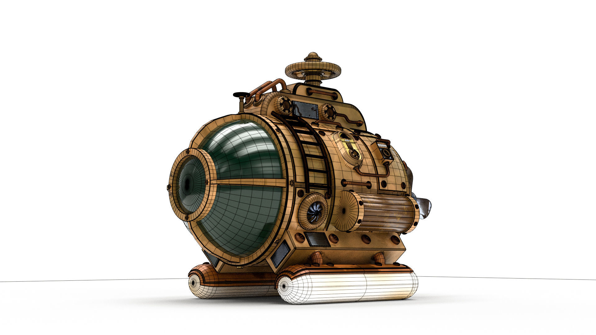 Steampunk Submarine 3D model_19