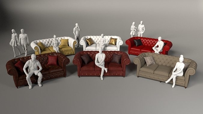 Chesterfield Sofa - 6 versions 3D model 7