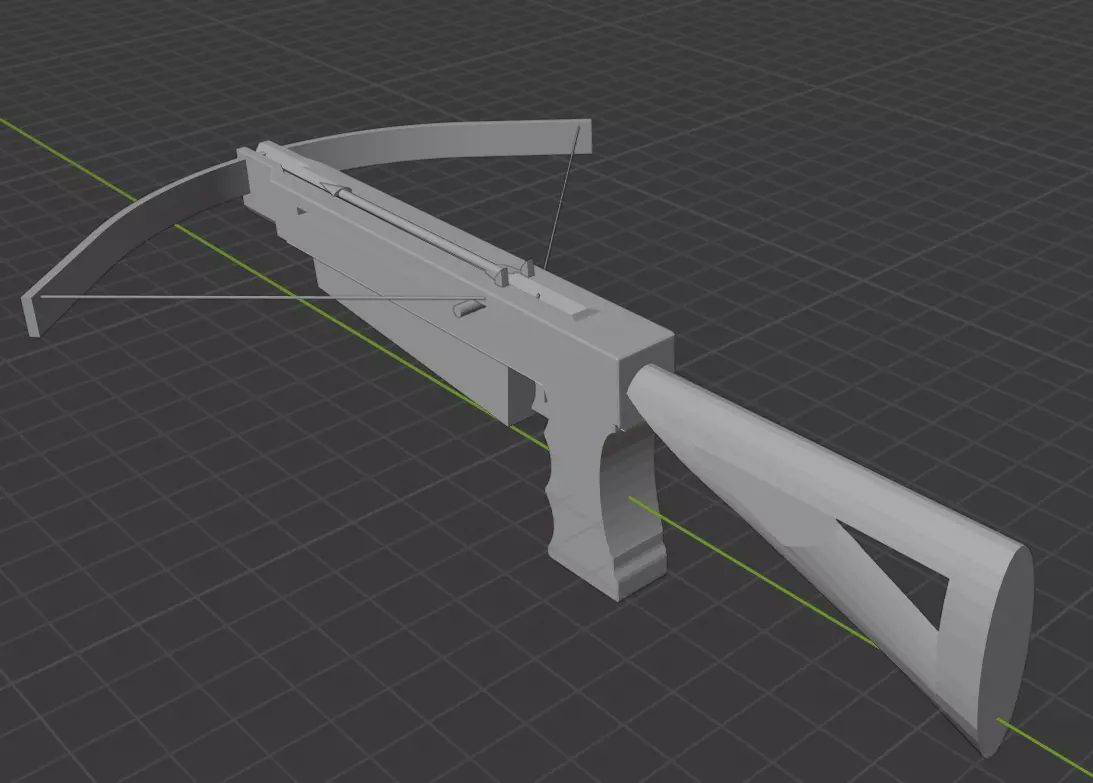 CrossBow and Arrow Low-poly 3D model_0
