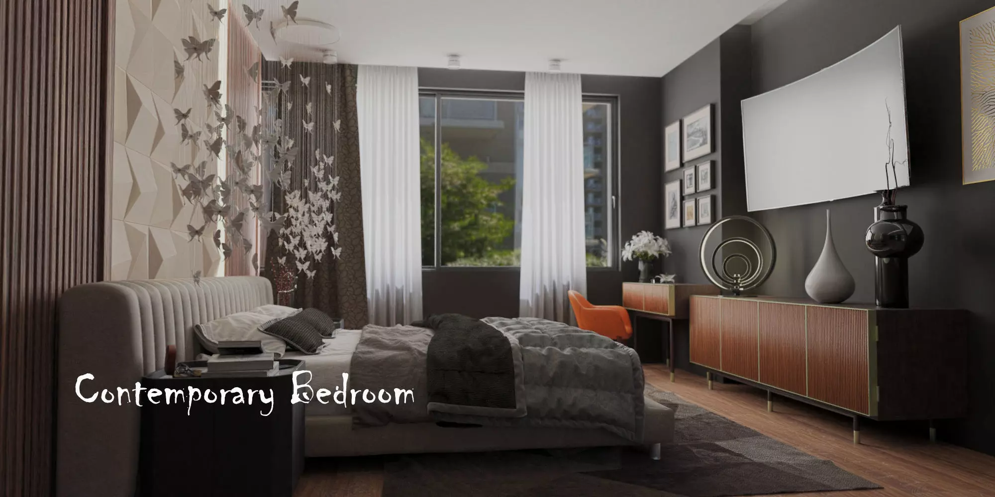 Bedroom 1 contemporary design 3D model