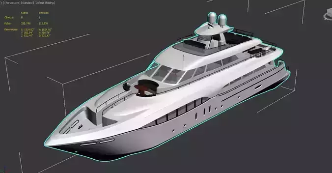 yacht 3d model motor boat showing front and boat